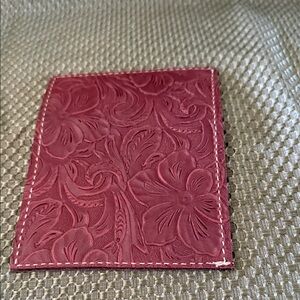 Floral Embossed Pink Card Holder